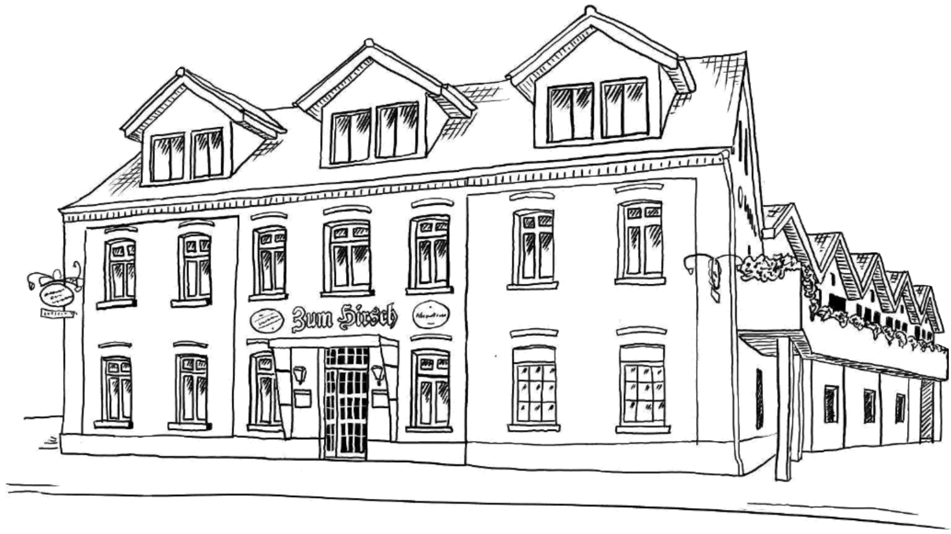 Zeichnung des Gasthauses Zum Hirsch
